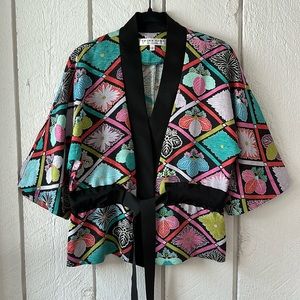 Trina Turk Floral Linen Silk Kimono Top
